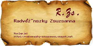 Radvánszky Zsuzsanna névjegykártya